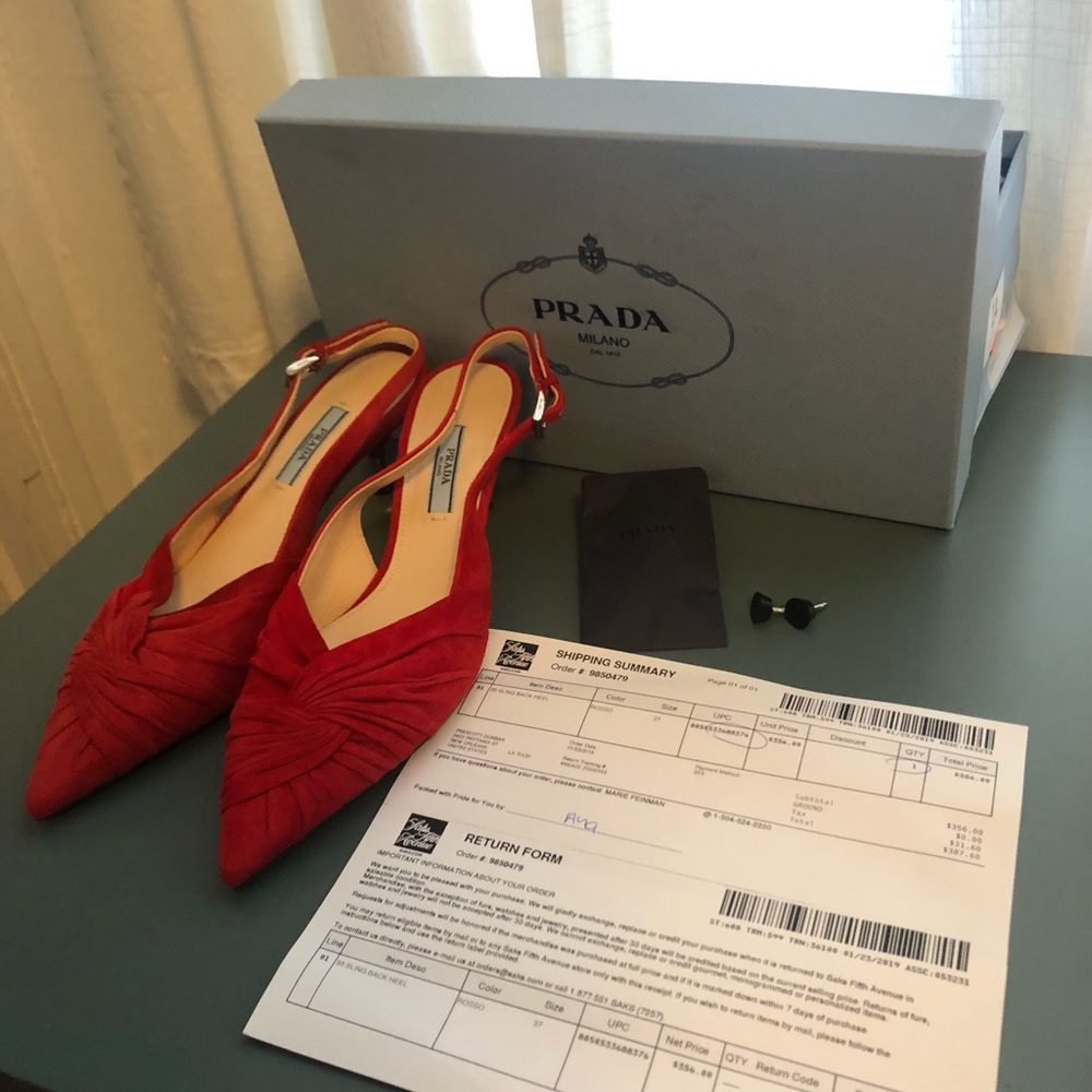 Prada Suede Twist 55mm Slingback Pumps - Picture 14 of 16